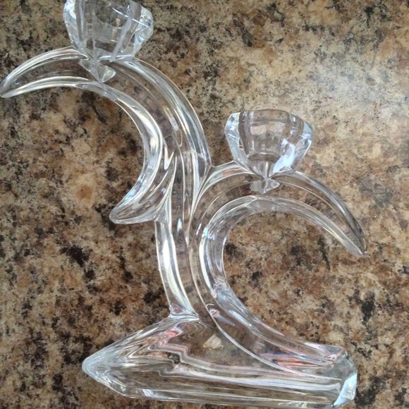 Beautiful glass candle holder candlestick holder clear glass two sticks - Picture 9 of 9